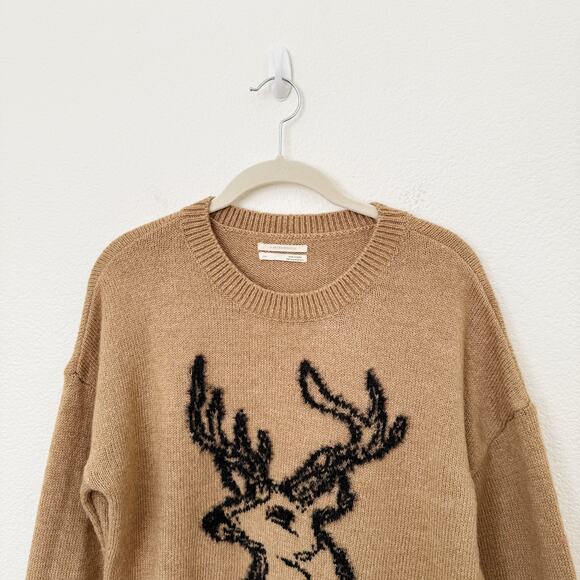 [Anthropologie] Brown Oh Deer Crew Neck Reindeer Sweater Holiday XSP XS Petite - Picture 4 of 11